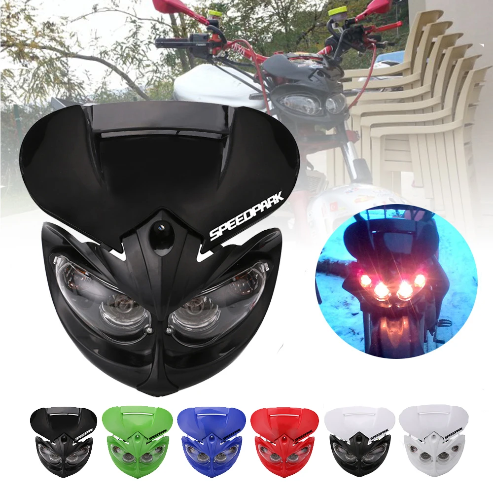 

SPEEDPARK Universal 12V 18W Motorcycle Headlight Fairing Head Lamp High Low Beam Dual for F-Eagle Apollo DC Applicable