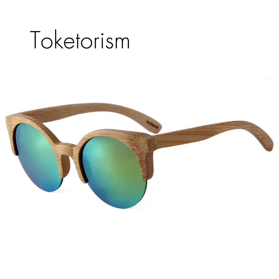 Uv400 Trendymate Halb Sonnenbrille gold brown Holz Toketorism rot Bambus Grün 2102 Schutz Gläser Strahlung Rahmen Handgemachte YqHTwA
