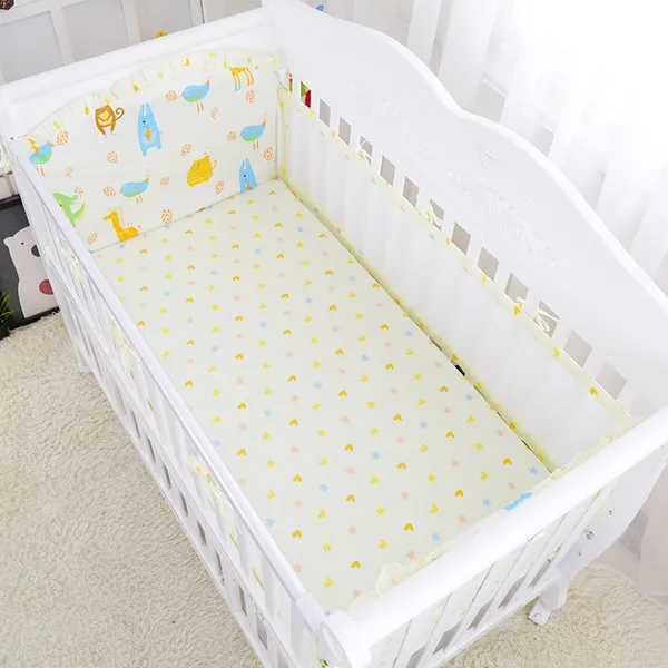 5Pcs/Set Breathable Summer Baby Bedding Bumpers Collision Half Around baby crib bumper set Cotton Printing Mesh Safety Rails