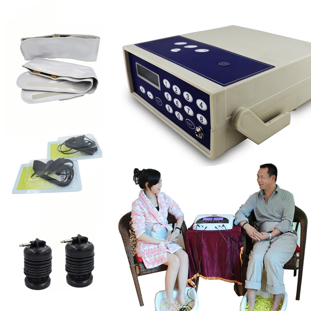 Ionische voet detox machine gezondheidszorg ion reinigen detox voet spa bad apparaat ver infrarood riem and taille band voet massager