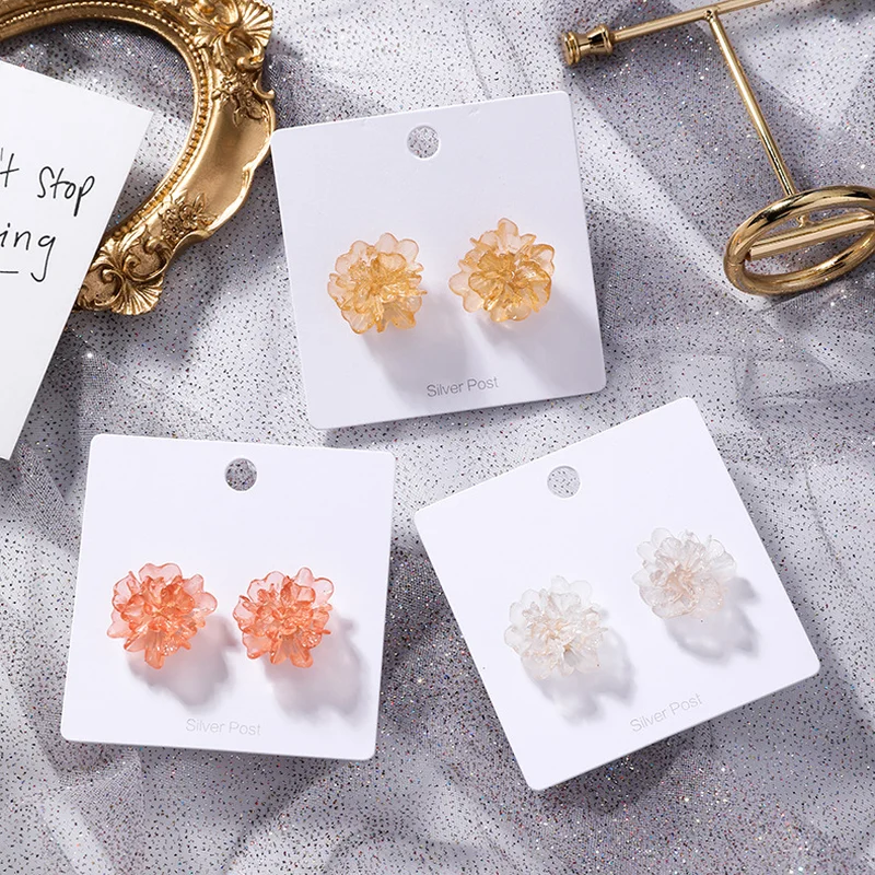 

New Fashion Flower Stud Earrings For Women Girl Small Cute Orange Yellow White Color Earrings Fashion Brincos Jewelry