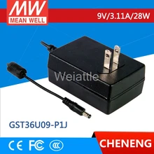 Означает проверенный GST36U09-P1J 9 V 3.11A meanwell GST36U 9 V 28 W AC-DC высокая надежность промышленных адаптер