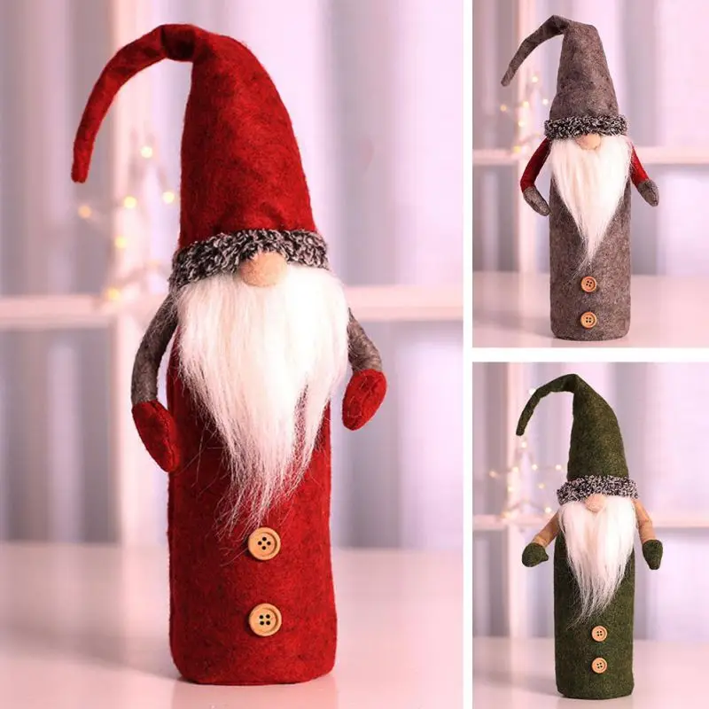 

2019 Christmas Wine Bottle Decor Set Santa Claus Snowman Deer Bottle Cover Clothes Kitchen Decoration for Xmas Party