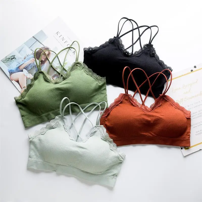 

Woman Sexy Seamless Removable Padded Bra Casual Solid Female Bra Fitness Sports Breathable 6 Colors Screw Thread Women Bra