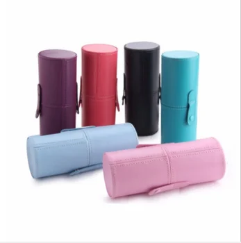 

Portable Travel Makeup Brushes Round Pen Holder Cosmetic PU Leather Cup Brush Holder Storage Organizer Container / by dhl 200pcs