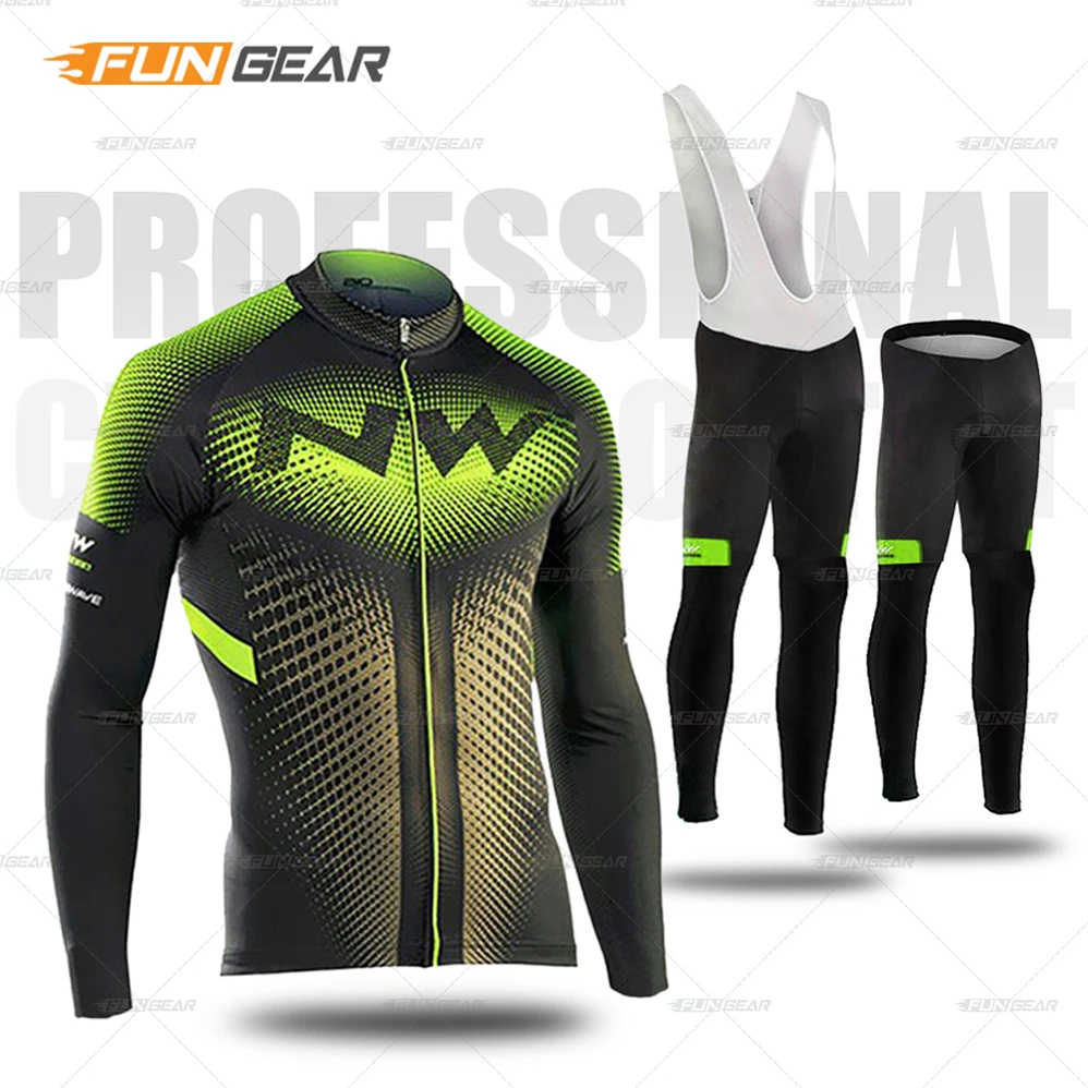 

Cycling Jersey Set Clothing Long Sleeve Clothes Triathlon Team Bicycle Sportswear Wear Suit Maillot Ropa Ciclismo Spring Autumn