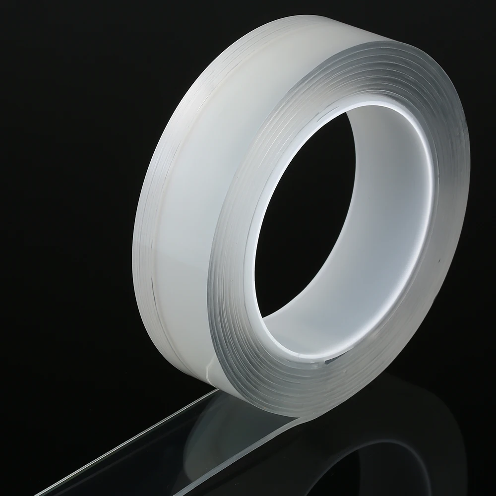 

Double-sided Adhesive Tape 2mm Washable Nano Silicone Tape Reusable Traceless Tape Stick to Glass Metal Kitchen Cabinets or Tile