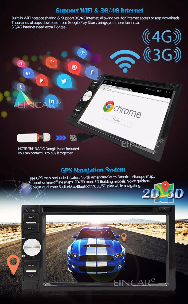 Sale 2din Android 5.1.1 Car DVD player GPS+Wifi+Bluetooth+Radio+Quad Core+Capacitive Touch Screen+car pc+aduio+Steering wheel control 16