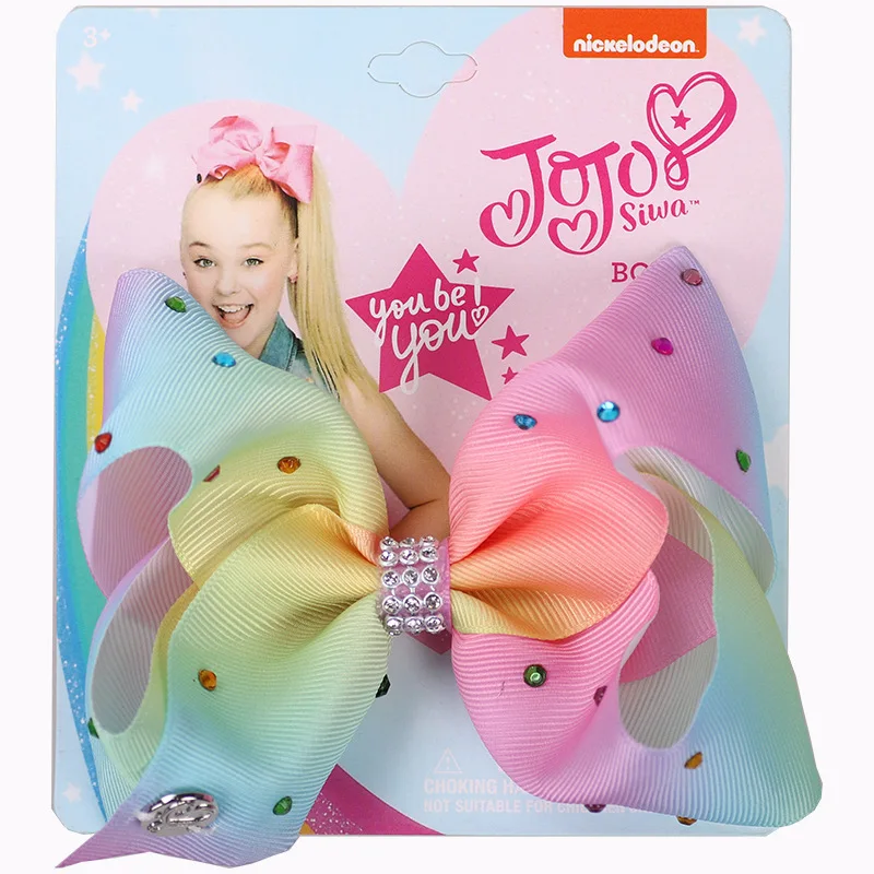 Jojo Siwa бант Grosgrain ленты с красивыми бантиками шикарные блестящие стразы заколки