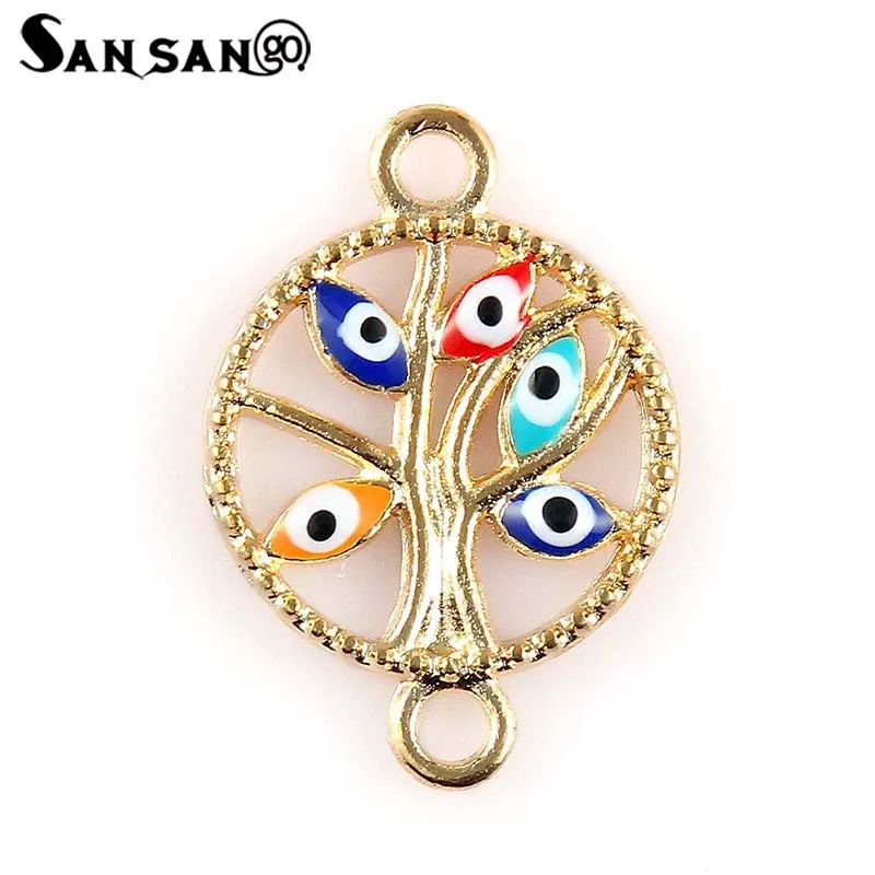 

" 10 Pcs The Tree Of Life With Eyes Shape Gold Color Connector Charm Bead For DIY Trendy Necklace&Bracelet Unisex Jewelry Access
