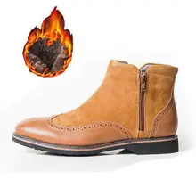 Steinmeier Winter men boots Genuine Leather cow suede Ankle chelsea Boots men flat shoes Handmade oxford shoes for men shoes