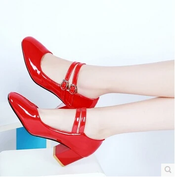 

2016 Spring Fashion Square Head word buckle with double-breasted thick with the size of the trend of single shoes custom code
