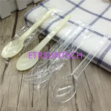 8000 шт./лот одноразовые ложки пластиковые ложки десерт мини-ложка для мороженого пластиковые ложки вечерние чайная ложка 10,7x2,3 см LX0248