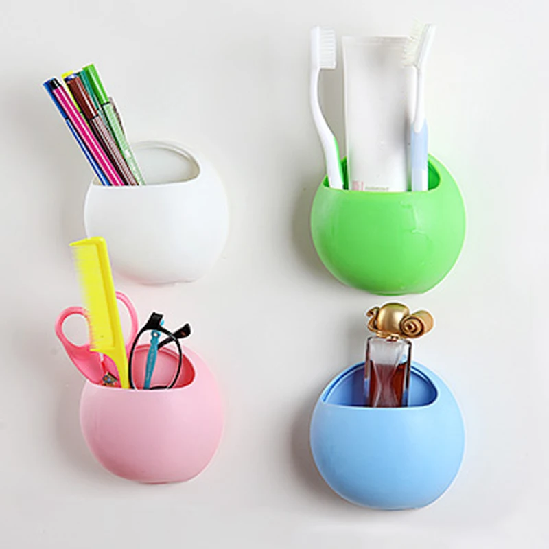 Cute Toothbrush Holder Wall Suction Hooks Cups Organizer Bathroom