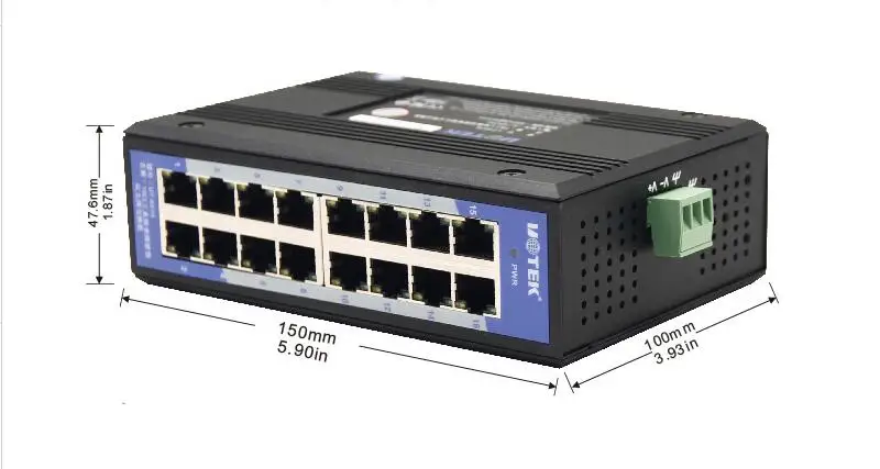 UT-6516 16-портовый промышленный класс non-управляемый коммутатор Ethernet 10/100 Мбит/с Автоматическое согласование полный дуплекс полудуплекс auto MDI/MDI-X