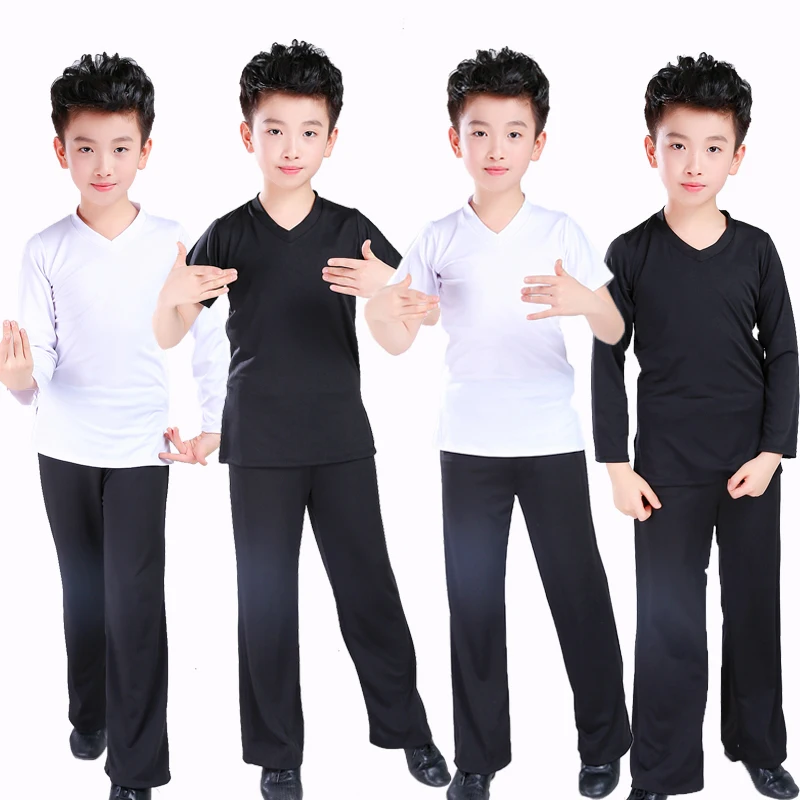 

Boy Latin Dancewear Latin Dance Exercise clothes Ruffly Ballroom Stage Modern Boys Latin Dance training Clothes Shirt+pants