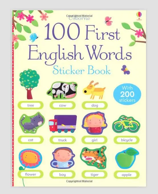 Free shipping Best Picture books for children 100 First English Words Sticker Book big board first 100 words