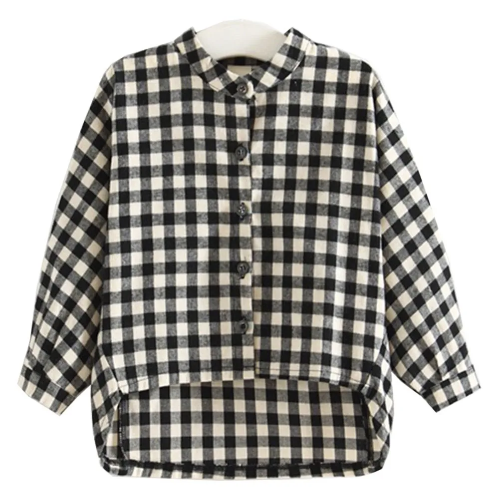 Baby Kids Blusas Boy Girl Long Sleeve Shirt Black And White Plaid Check