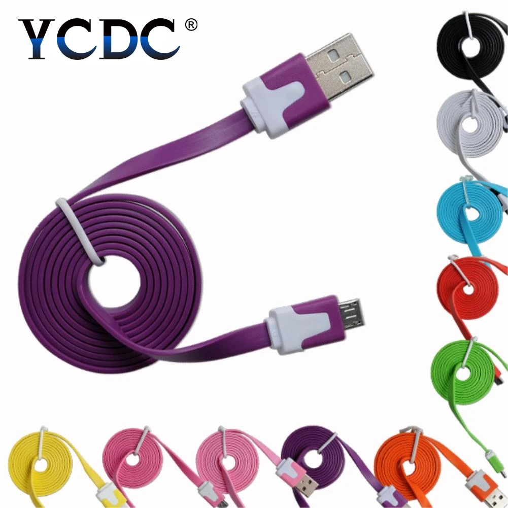 

1M Durable Flat Noodle USB Cable USB Data Charger Charging Cables For Samsung HTC/Xiaomi/Lenovo/ZTE/Huawei Android phones 53%off