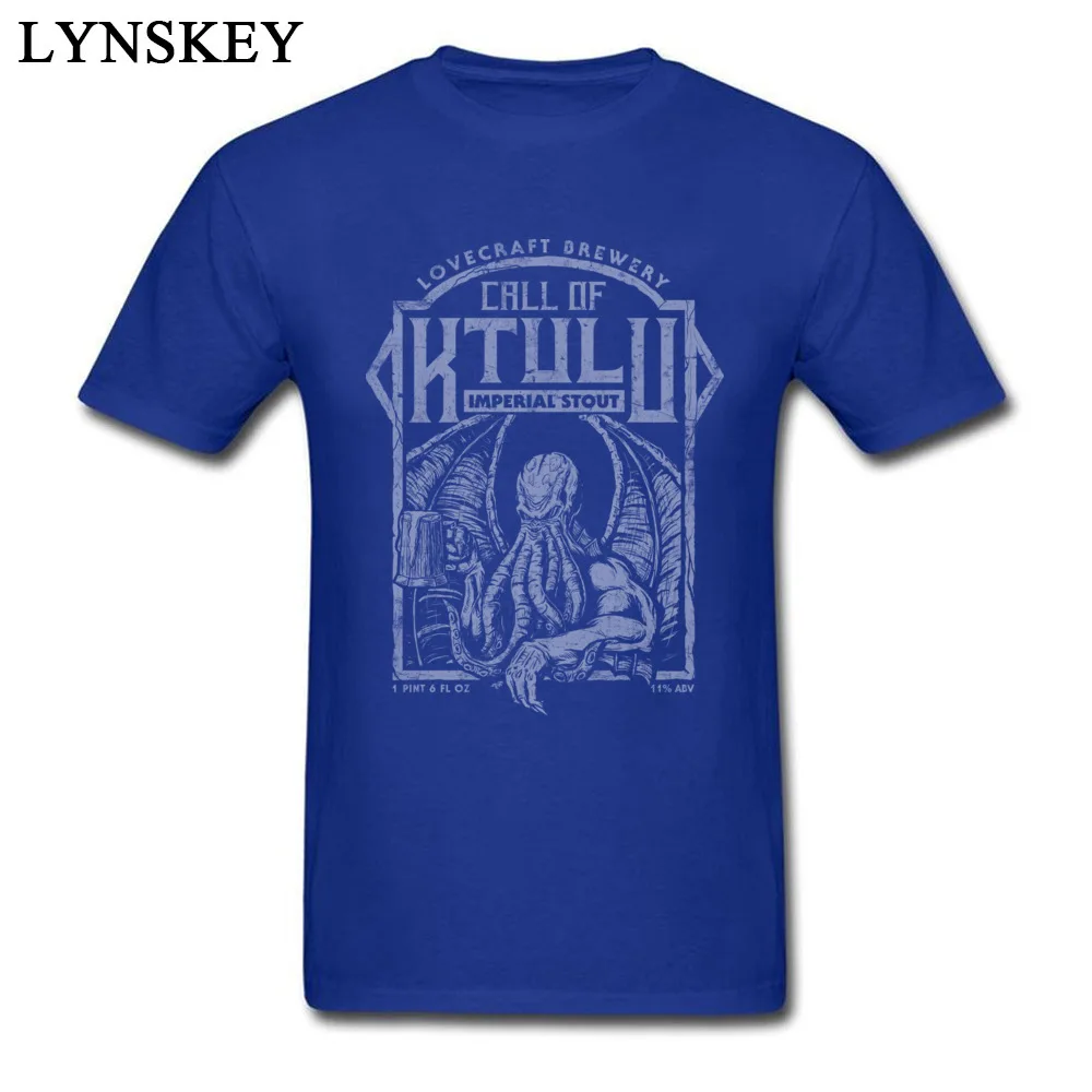 Fitted Simple Style Short Sleeve T Shirts Summer/Fall Crew Neck Cotton Fabric Tops T Shirt for Men Printed On Tee Shirts Call Of Ktulu blue