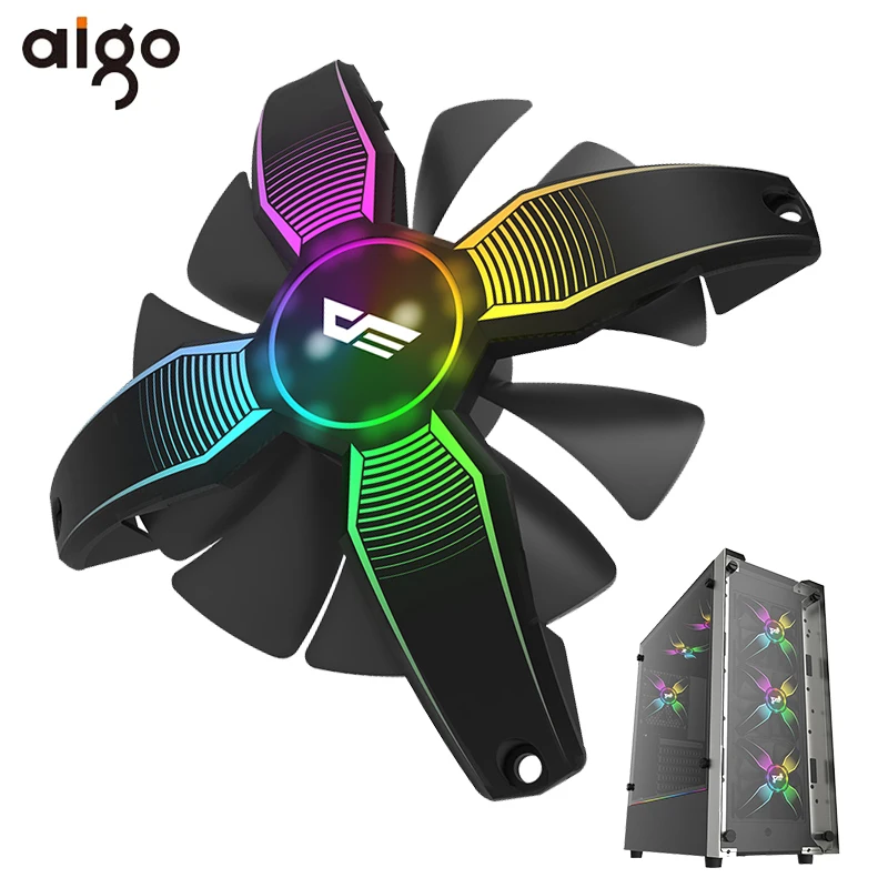 Aigo 120 мм RGB чехол для компьютера с вентилятором, ультра бесшумный вентилятор с высоким потоком воздуха, чехол с охлаждающим устройством, 12 В, 4 pin, игровые вентиляторы для компьютера, чехол s