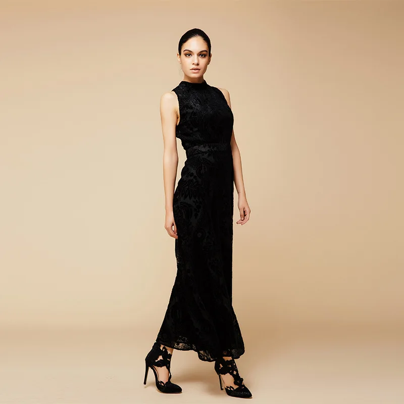 

New Muslim Black Embroidery Elegant Long Dress Muslim Maxi Dress Long Formal Gown Dresses Muslim Dubai Arab Clothing Gown