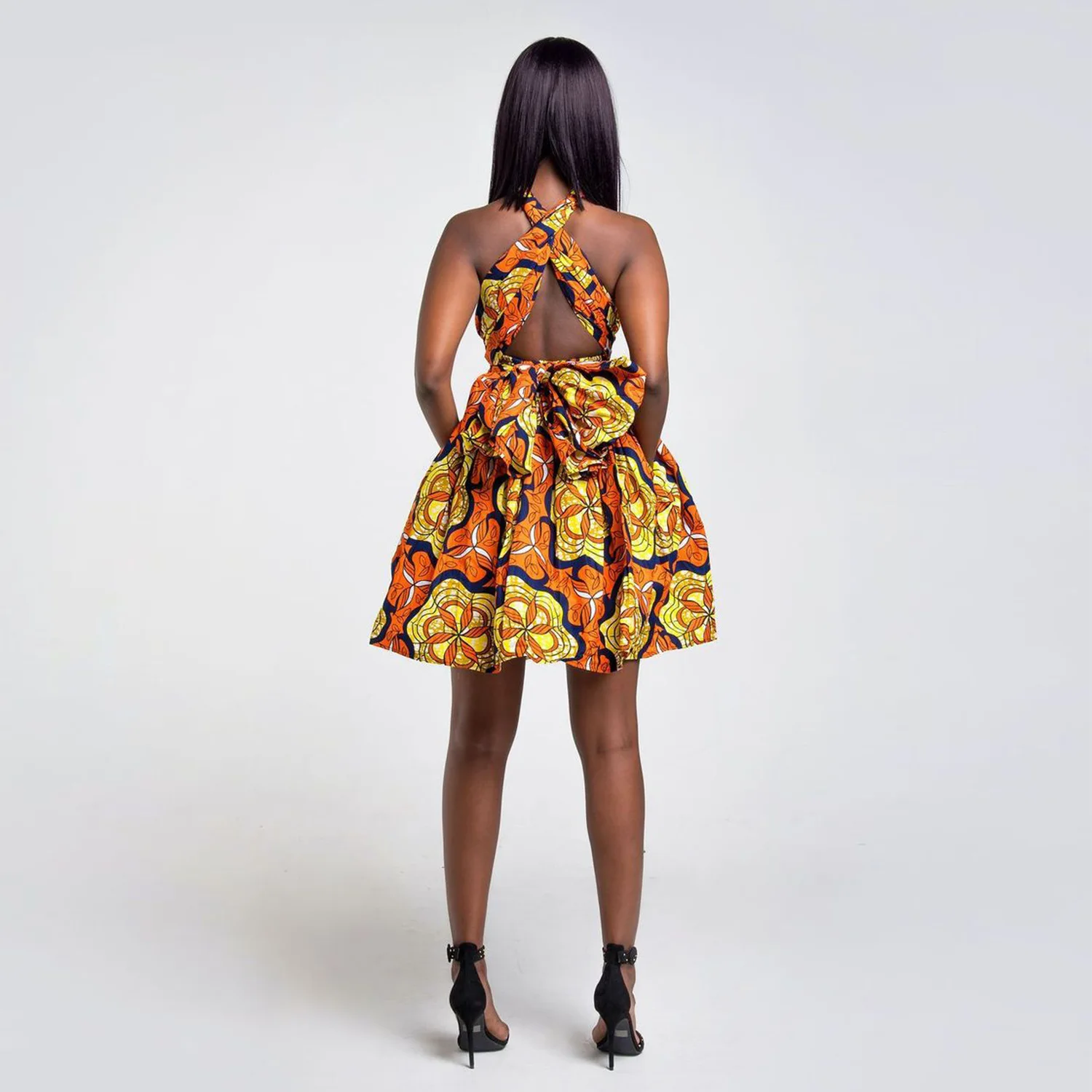 Fashion African Dresses For Women Floral Print 2022 News Robe Summer Party Backless Tutu Vestidos Bazin Dashiki African Clothes