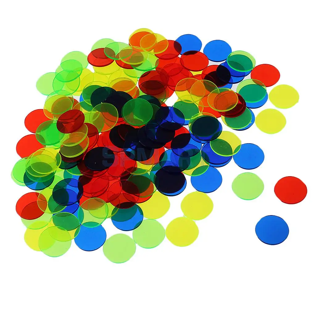 200Pcs Plastic 19mm Bingo Chips Markers for Bingo Game Poker Cards Kids Children Counters Math Toys School Supplies