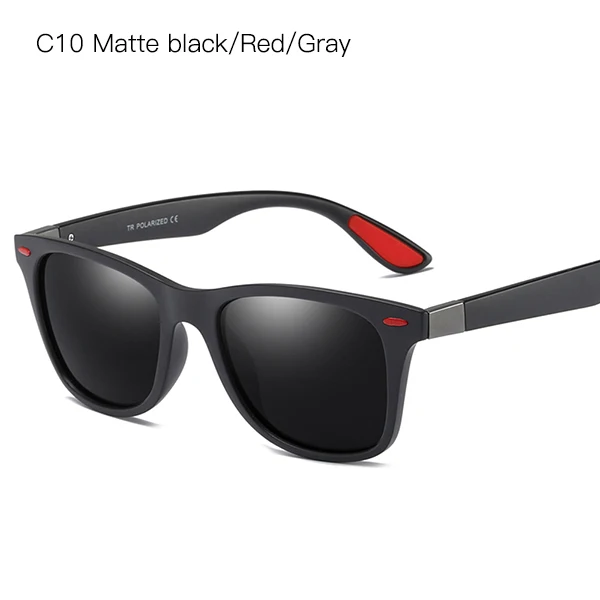 MS-100 Горячая распродажа! tr90 мужские 1.1TAC поляризационные солнцезащитные очки для мужчин матовый черный квадрат солнцезащитные очки для мужчин, поляризованные очки, подходят для вождения, uv400 - Цвет линз: C10 Matte black Red