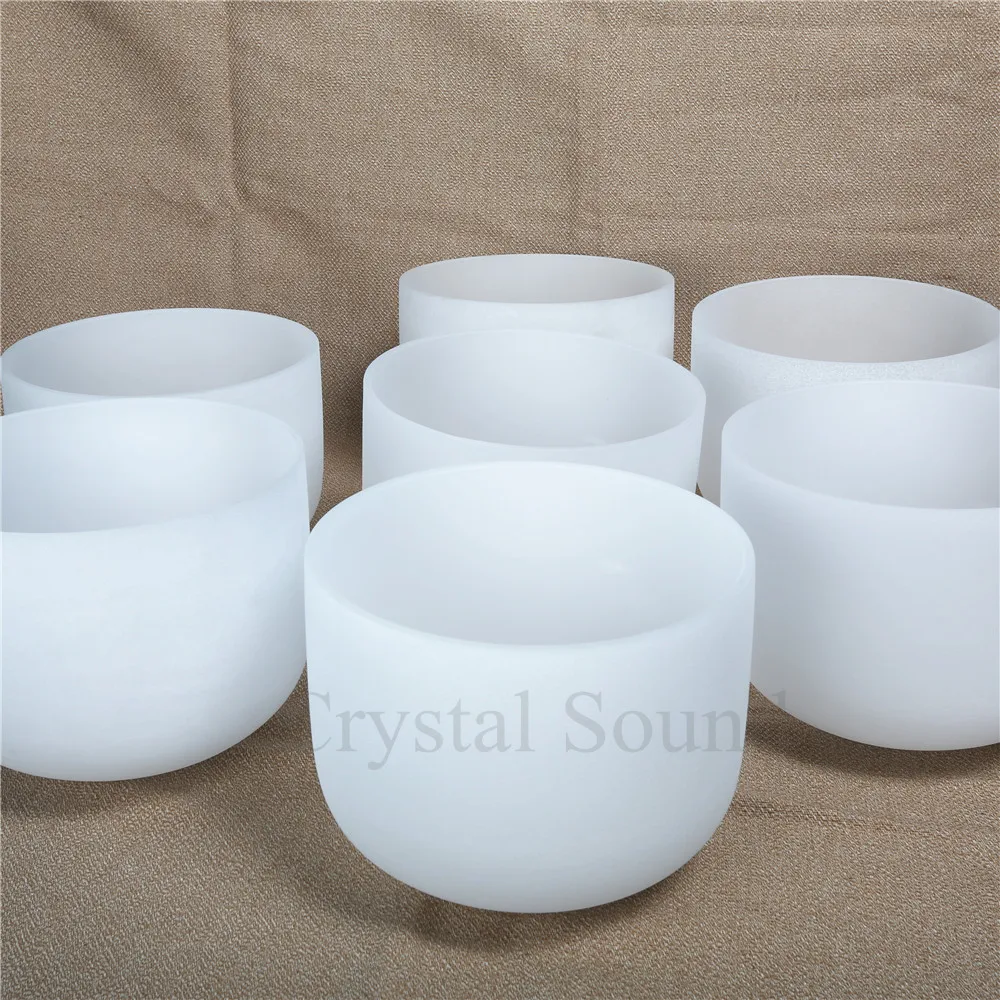 Crystal Singing Bowl 440hz 432hz 6" 12" Chakra Tuned set of 7PCS