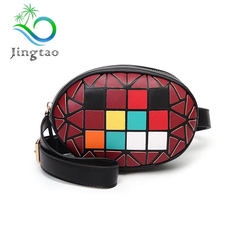 

Women's bag fashion Mini Mini round bags matching color geometry satchel breast pocket with mobile phone pocket women messenger