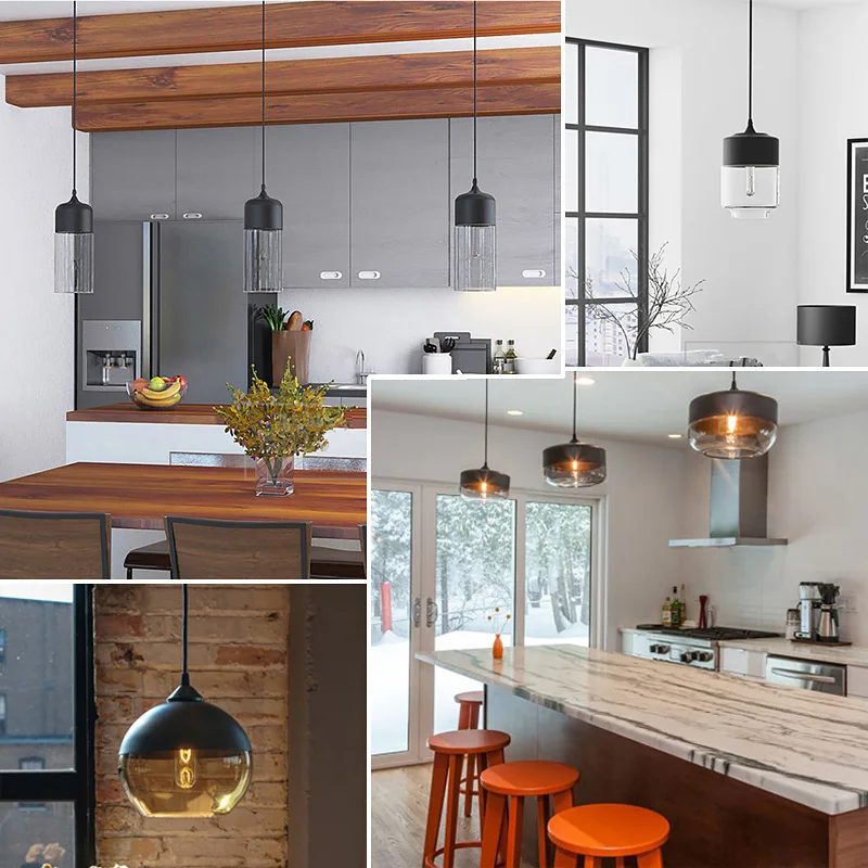 Nordic Modern loft hanging Glass Pendant Lamp Fixtures E27 E26 LED Pendant lights for Kitchen Restaurant Bar living room bedroom (6)