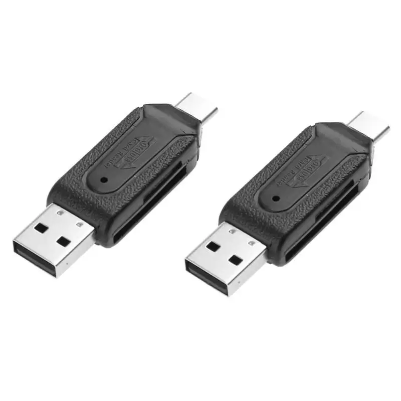 Высокая скорость 480 Мбит/с пластик OTG USB2.0 type-C USB 3,1 считыватель карт памяти для SD TF для Micro SD карты для мобильного телефона - Цвет: 2PCS