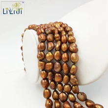 LII Ji 11-12 мм коричневая природной произвольной формы пресноводного жемчуга бусины для DIY ожерелье браслет ювелирных изделий 38 см/прядь