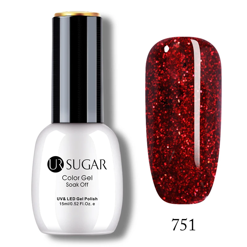 Ur Sugar 15 мл УФ-гель для ногтей красное золото блеск лак для ногтей чистый УФ цвет розовый маникюрный гель лак для ногтей - Цвет: 751