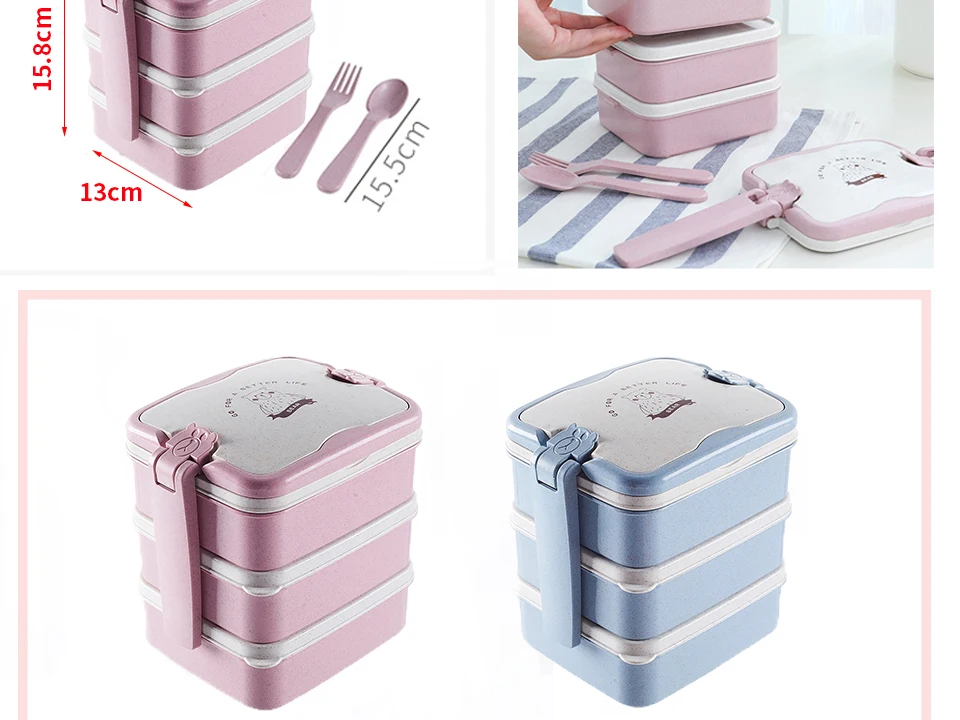 Ланч-бокс для микроволновки портативный трехслойный Bento Box для детей, для пикника, офиса, рабочих, школьная посуда