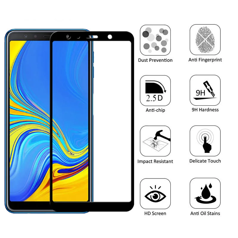 Полное Защитное стекло для samsung Galaxy J4 J6 A6 A8 Plus A5 A7 J7 J8 Glas Tremp A750 A730F Samsun Sumsung Galax