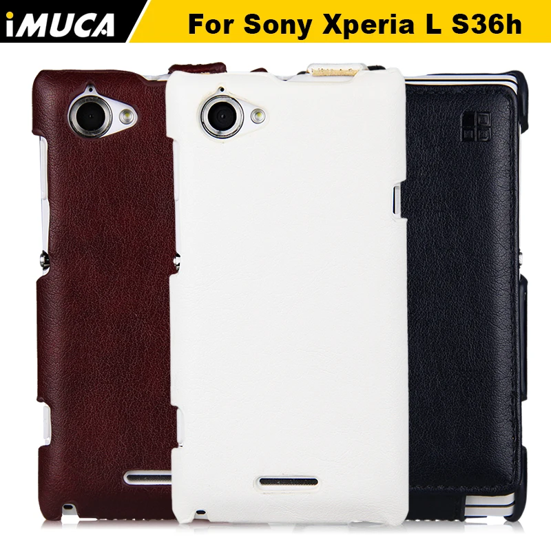 Estuche para Sony Xperia de cuero con tapa vertical de lujo Sony Xperia L S36H C2105 C2104 iMUCA Fundas para móviles