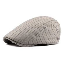 Новое поступление весенне-летняя осенняя одежда кепка газетчика унисекс тонкий материал в полоску Повседневная Кепка с козырьком каскетка Кепка