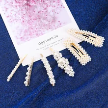 6 шт. женские стильные металлические длинные шпильки с жемчугом Женские Простые волосы Заколки Головные уборы Инструменты для укладки волос аксессуары