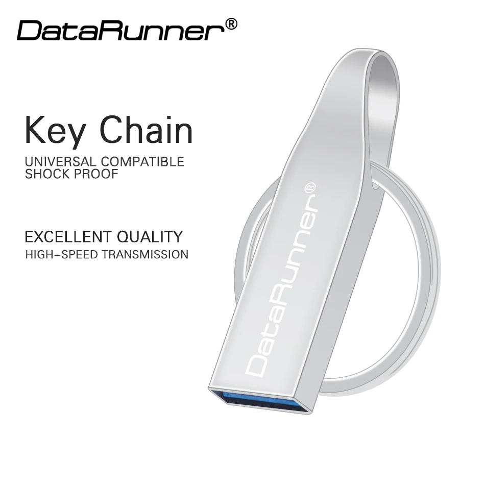 Металлический USB флеш накопитель DataRunner 8 ГБ 16 32 64 128 флешка 3 0 с брелоком для