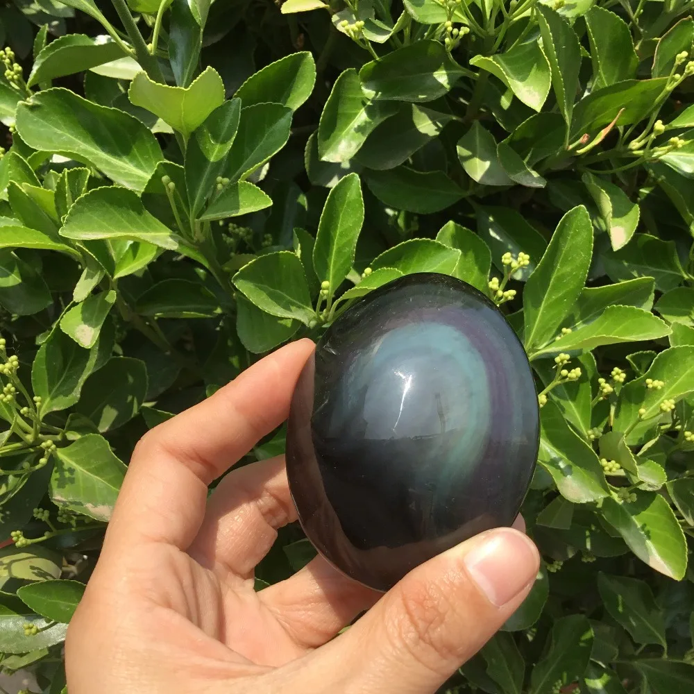 

Natural Rainbow Obsidian crystal palm for healing