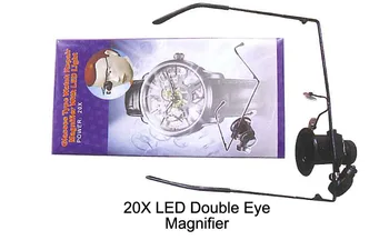 

20X Double Eye Watch Microscope Repair Magnifier Glasses with LED Light