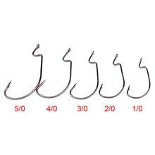 50PCS L Fishing Hook 1/0-5/0#  Wide Gap Worm Hook Big Fish Hook Bass Stainless Stee