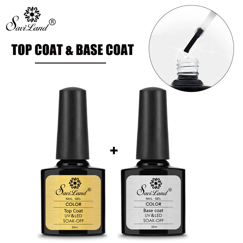 

Saviland 2pcs Primer Base Coat Gel Varnish No Cleaning Top Coat Soak Off Uv Nail Gel Polish Glue Long Lasting Lacquer Gel Uv