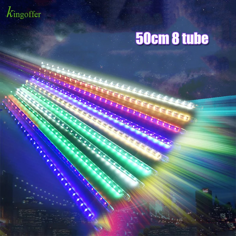 

RGB Blue White 50CM Meteor Shower Rain Tube AC100V 220V LED Christmas Lights Wedding Garden Xmas String Light Outdoor Decorative