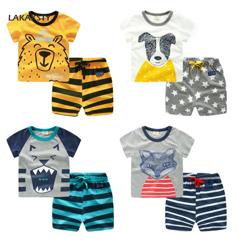 

80-130cm Cotton Kids Boys Pajamas Set Cartoon Children Pyjama Baby Summer Sleepwear Clothes Infantil Homewear Suit Night Pijamas
