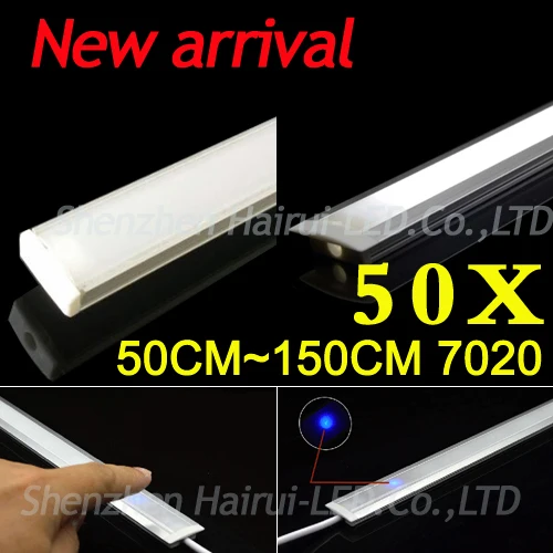 

Wholesale 50pcs 1M 7020 dimmable under cabinet strip lighting touch switch control Kitchen led bar DC12V rigid Strip led light