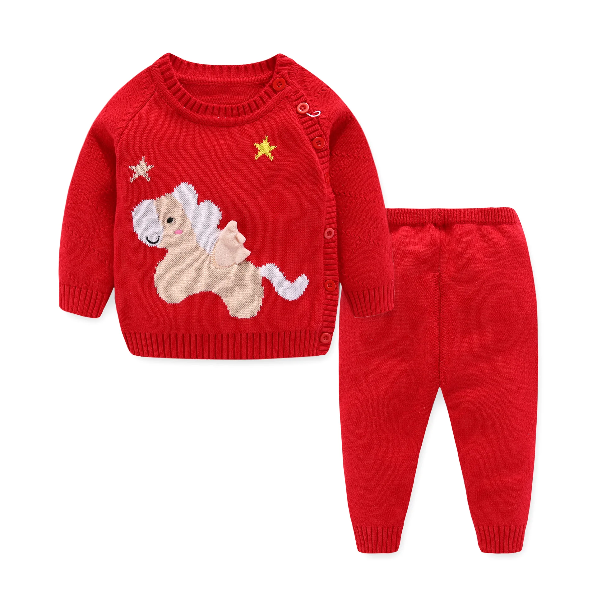 Najtaniej Urocze zwierzę dzianiny dziecko zestaw nowa wiosna jesień chłopcy dziewczęta odzież ustawia z długim rękawem znosić płaszcz + spodnie niemowlę ubranka dla dzieci
