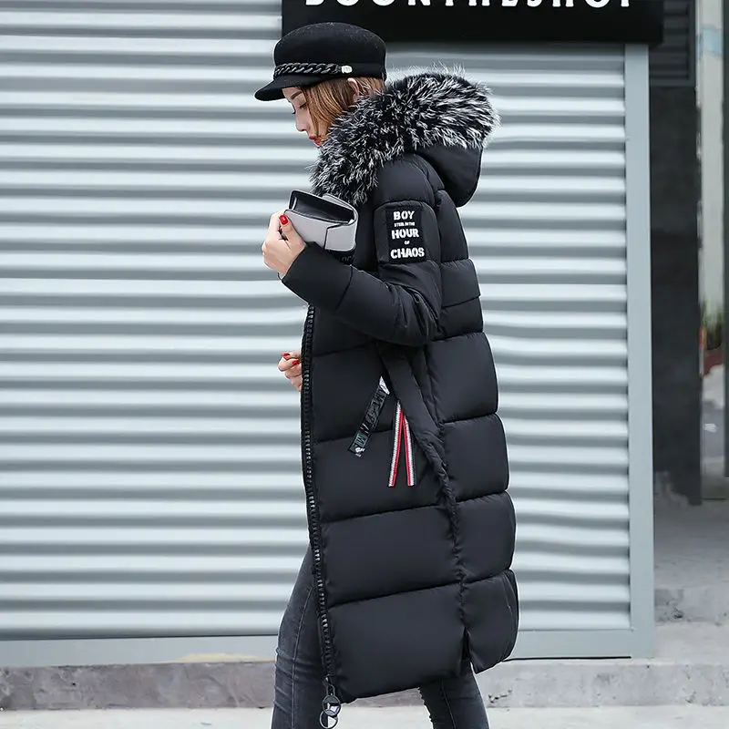 Autumn Winter New Warm Cotton Jacket Leather Parka Ladies